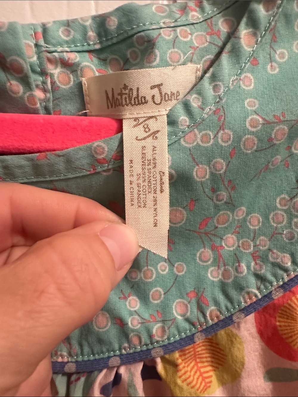 Matilda Jane Pink, Yellow & Blue Apple Print Sleeveless Tunic - Picture 5 of 8